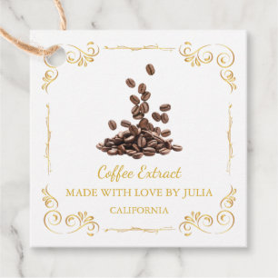 Vintage Homemade Coffee Extract Square Märkre Gåvor Etiketter