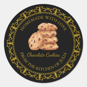 Vintage Homemade Cookies Label l Black Runt Klistermärke