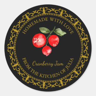 Vintage Homemade Cranberry Sylt etikett l Black