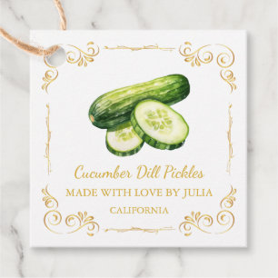 Vintage Homemade Cucumber Pickle Square Märkre Gåvor Etiketter