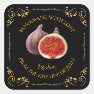 Vintage Homemade Fig Sylt Square-etikett Fyrkantigt Klistermärke