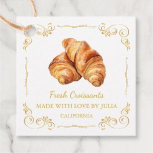 Vintage Homemade Fresh Croissant Square Märkre Gåvor Etiketter