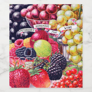Vintage Homemade Fruit Vinflaska Etikett