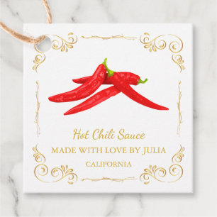 Vintage Homemade Hett Chili Sauce Square Märkre Gåvor Etiketter