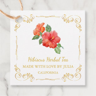 Vintage Homemade Hibiscus Tea Square Märkre Gåvor Etiketter