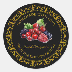 Vintage Homemade Mixed Berry Sylt etikett l Black
