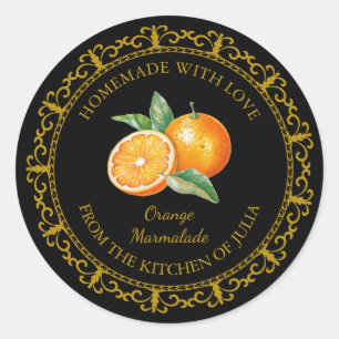 Vintage Homemade Orange Marmalade Label l Black Runt Klistermärke