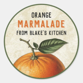 Vintage homemade Orange marmelade canningLabels Runt Klistermärke