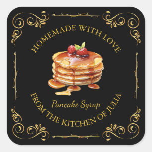 Vintage Homemade Pancake Syrup Square Label Fyrkantigt Klistermärke