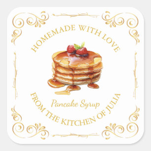 Vintage Homemade Pancake Syrup Square Label Fyrkantigt Klistermärke