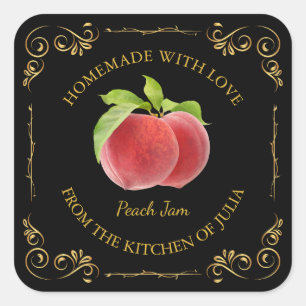 Vintage Homemade Peach Sylt Square-etikett Fyrkantigt Klistermärke