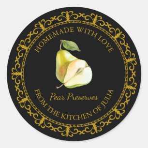 Vintage Homemade Pear Preserve etikett l Black