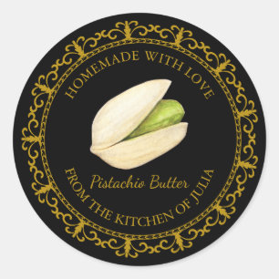 Vintage Homemade Pistachio Butter Label l Black Runt Klistermärke