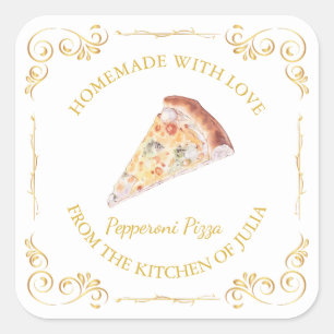 Vintage Homemade Pizza Square-etikett Fyrkantigt Klistermärke