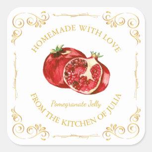 Vintage Homemade Pomegranate Jelly Square-etikett Fyrkantigt Klistermärke