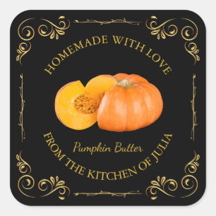 Vintage Homemade Pumpkin Butter Square-etikett Fyrkantigt Klistermärke