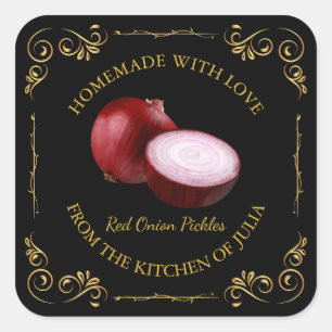 Vintage Homemade Red Onion Pickle Square etikett