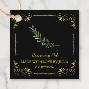 Vintage Homemade Rosemary Oil Square Märkre Gåvor Etiketter