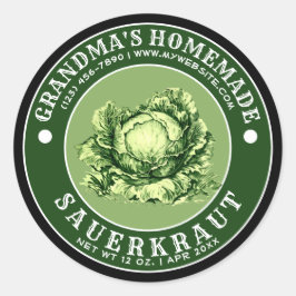 Vintage Homemade Sauerkraut-mall Runt Klistermärke