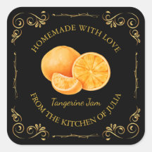 Vintage Homemade Tangerine Sylt Square-etikett