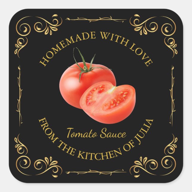 Vintage Homemade Tomato Sauce Square etikett (Framsida)