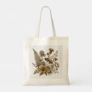 Vintage Honey Bee Botanisk Handväskor Tygkasse