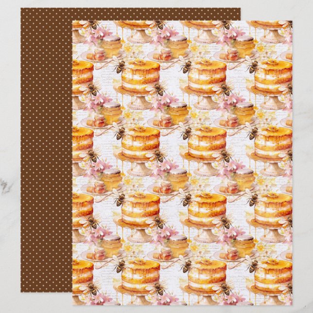 Vintage Honey Bee Journal Paper Sheet (Fram/baksida)