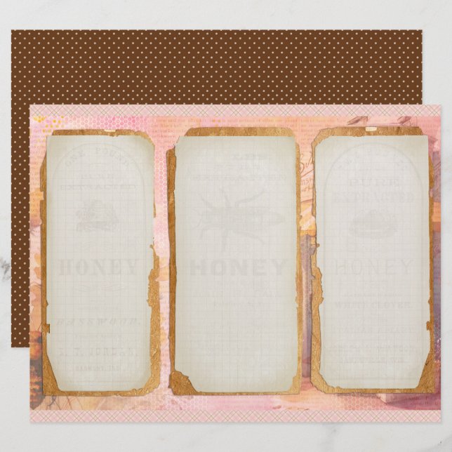 Vintage Honey Bee Journal Pappersark (Fram/baksida)