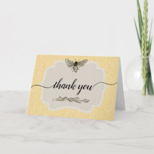 Vintage Honey Bee Rustik Elegant Gul Tack Kort