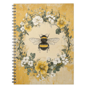 Vintage Honey Bee Wildflower Trädgård (4) Anteckningsbok