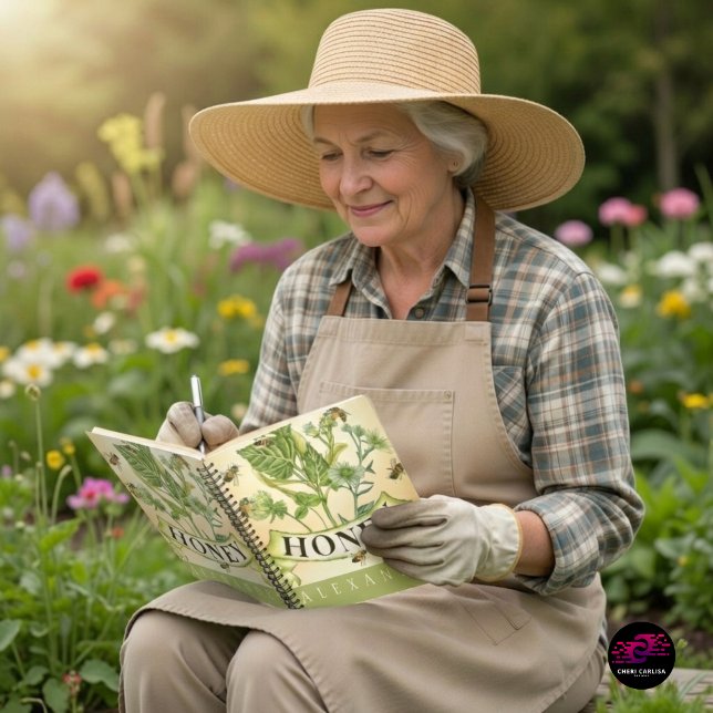 Vintage Honeybee Botanical Illustration Anteckningsbok (Thoughtfully designed for gardeners who love to document what they grow.)