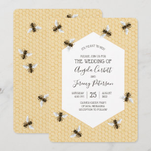 Vintage Honeybee Bröllop Inbjudningar