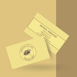 Vintage Honeybee & Honeycomb | Beefarm/biodling Visitkort