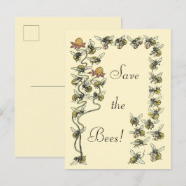 Vintage Honeybees Spelar Music Spara the Bees Vykort