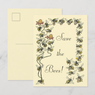Vintage Honeybees Spelar Music Spara the Bees Vykort
