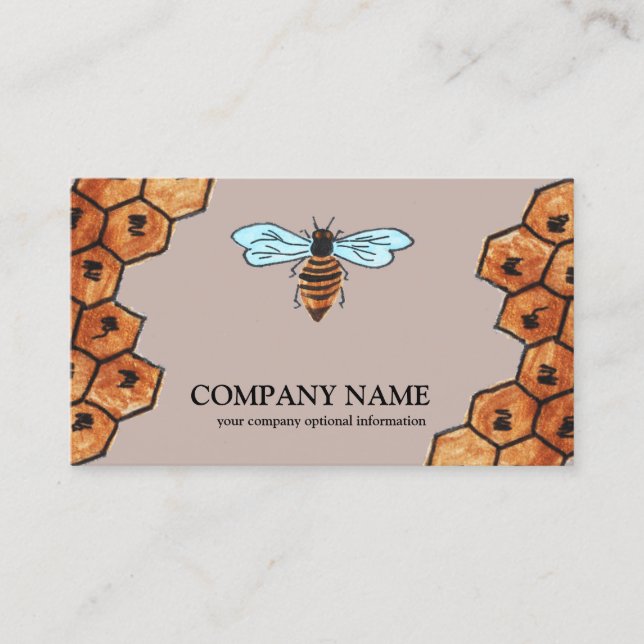 Vintage Honeycomb Bee BeeKeeper Honungsapairist Bu Visitkort (Framsida)