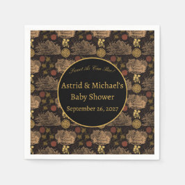 Vintage Honeycomb Bee Black Baby Shower Pappersservett