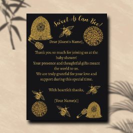 Vintage Honeycomb Bee Black Baby Shower Vykort