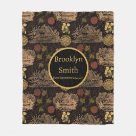 Vintage Honeycomb Bee Black Nursery Fleecefilt