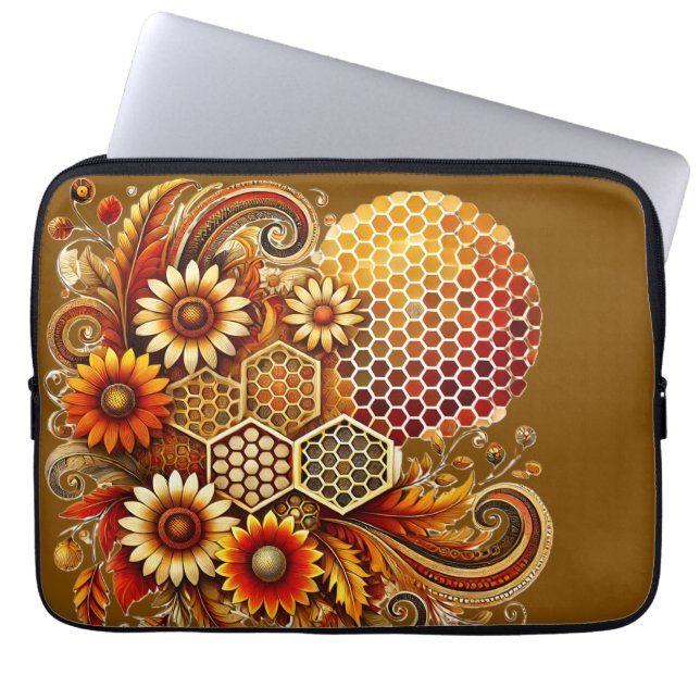 Vintage Honeycomb och Blommigt Laptop sleeve (Framsidan)