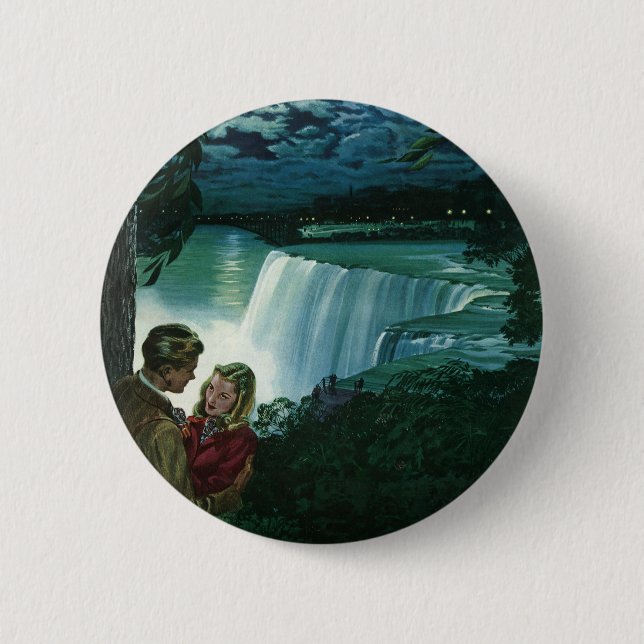 Vintage Honeymoon Love, Newlyweds at Niagara Falls Knapp (Framsida)