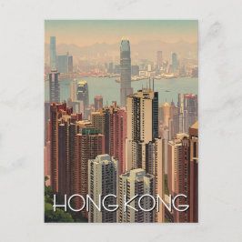 Vintage Hong Kong Skyscrapers Travel Vykort