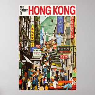 Vintage Hongkong researesaat postertryck, Orienten Poster