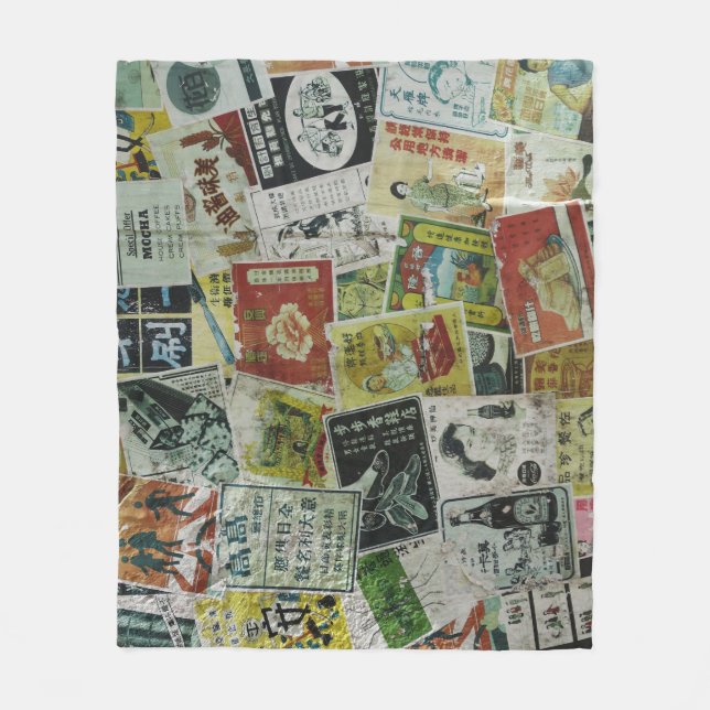 Vintage Hongkongs reklamvägg. Fleecefilt (Framsidan)