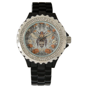 Vintage Honung Bee William Morris Inspired Blommig Armbandsur