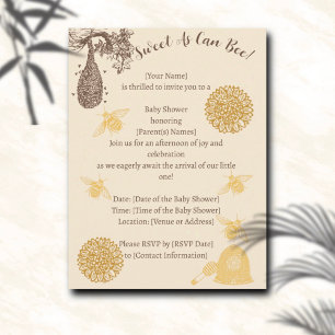 Vintage Honung Bumblebee Baby Shower Vykort