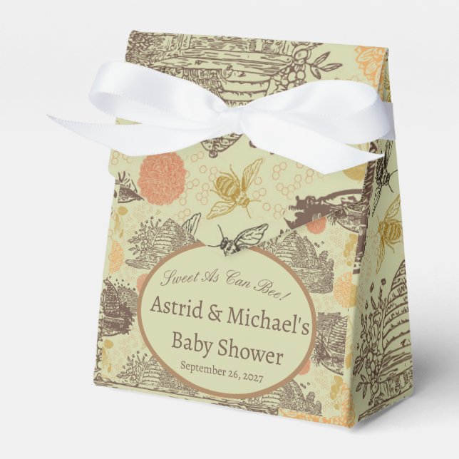 Vintage Honung Bumblebee Sage Baby Shower Presentaskar (Framsidan Sidan)