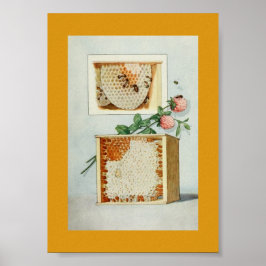 Vintage Honung Comb, bin, bivax och Rosa Klöver Poster