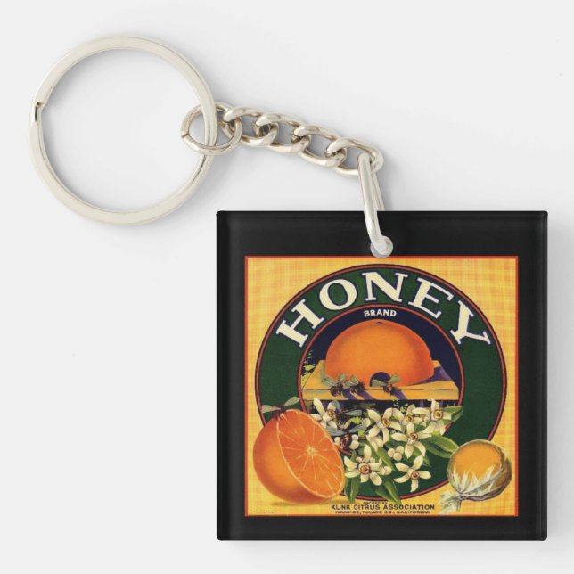 Vintage Honung orange frukt annons etikett (Framsidan)