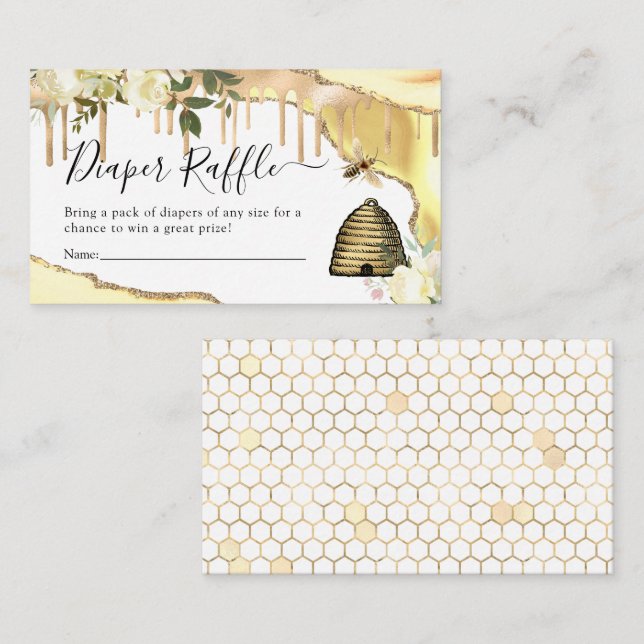 Vintage Honungsbin Diaper Raffle Tilläggskort (Fram/baksida)